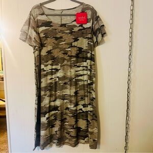 NWT New Isabel Maternity Plus Size Camo T-Shirt Dress XXL